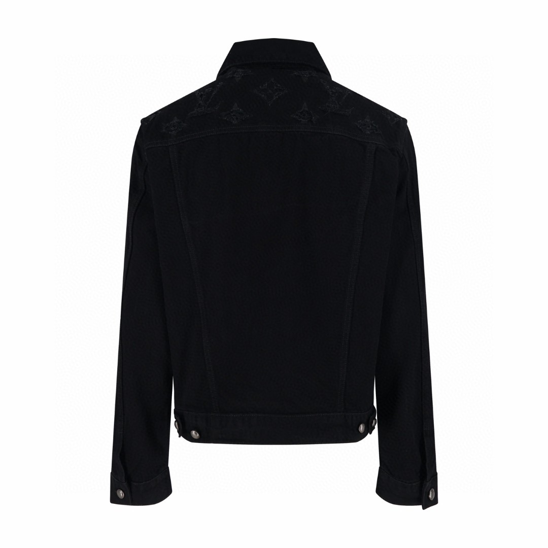 LOUIS VUITTON 路易威登 镂空磨破字母logo牛仔外套 牛仔衣 上衣 夹克 外套 黑色 B5 1AJDVC