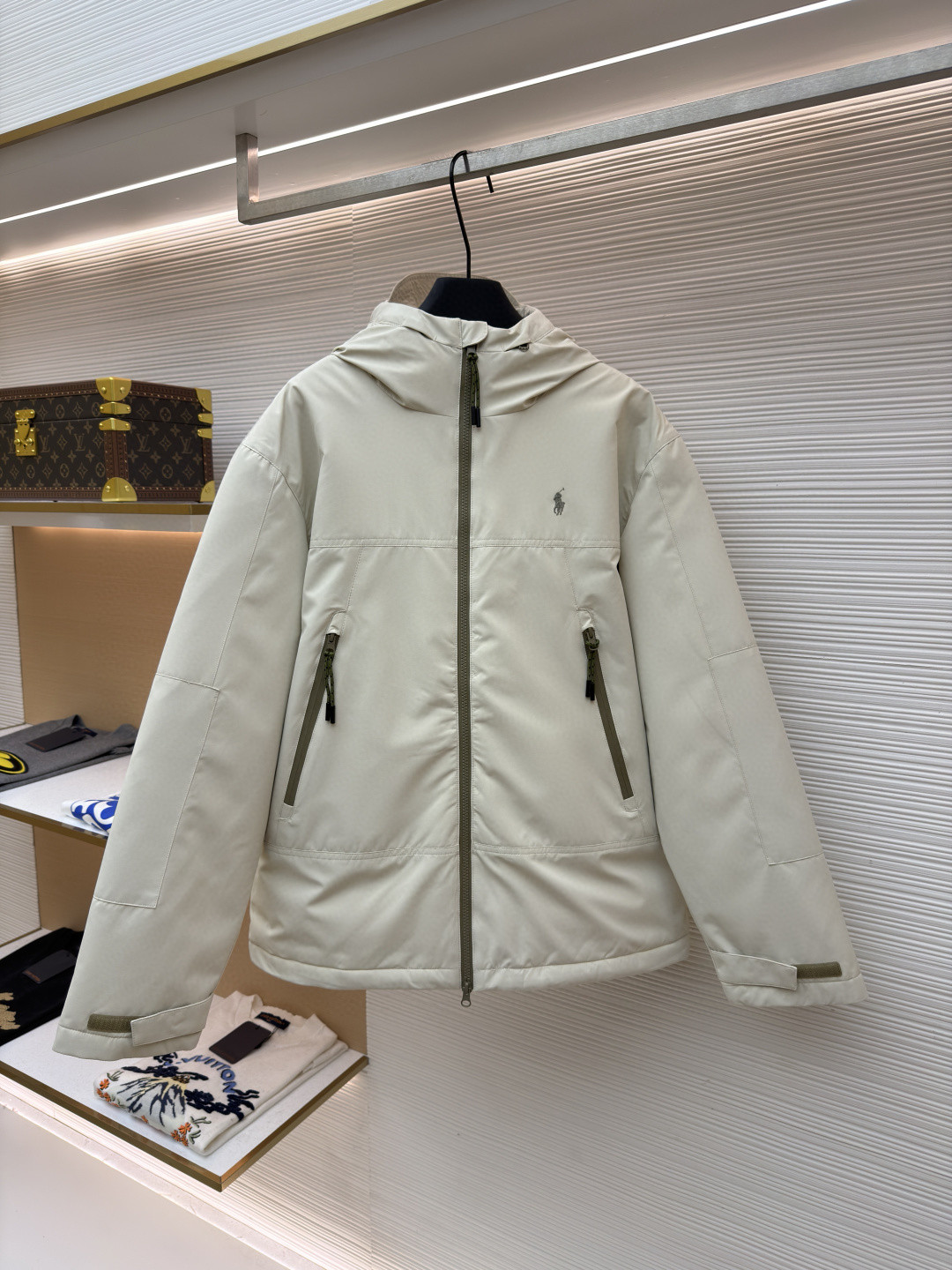 Ralph Lauren 拉夫劳伦 徽标连帽棉服 夹克 外套 保暖 长袖 米杏色 黑色 C0 710967882-002