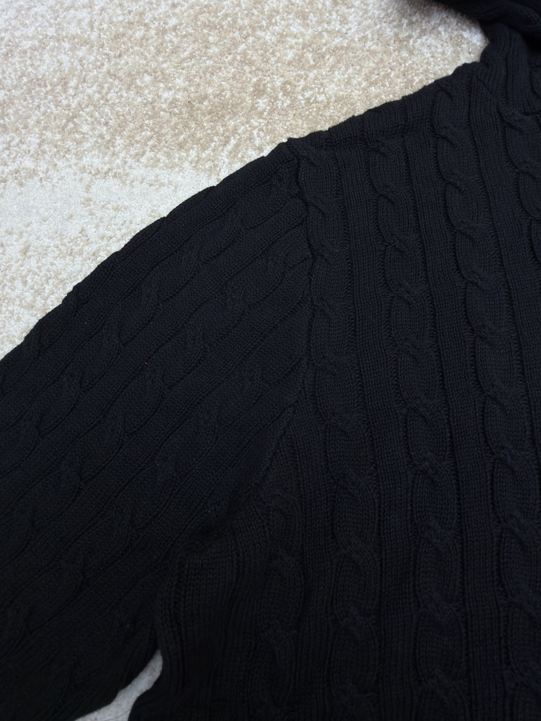 Ralph Lauren 拉夫劳伦 刺绣连帽绞花毛衣 针织衫 长袖 黑色 粉色 B0 211A90918-001