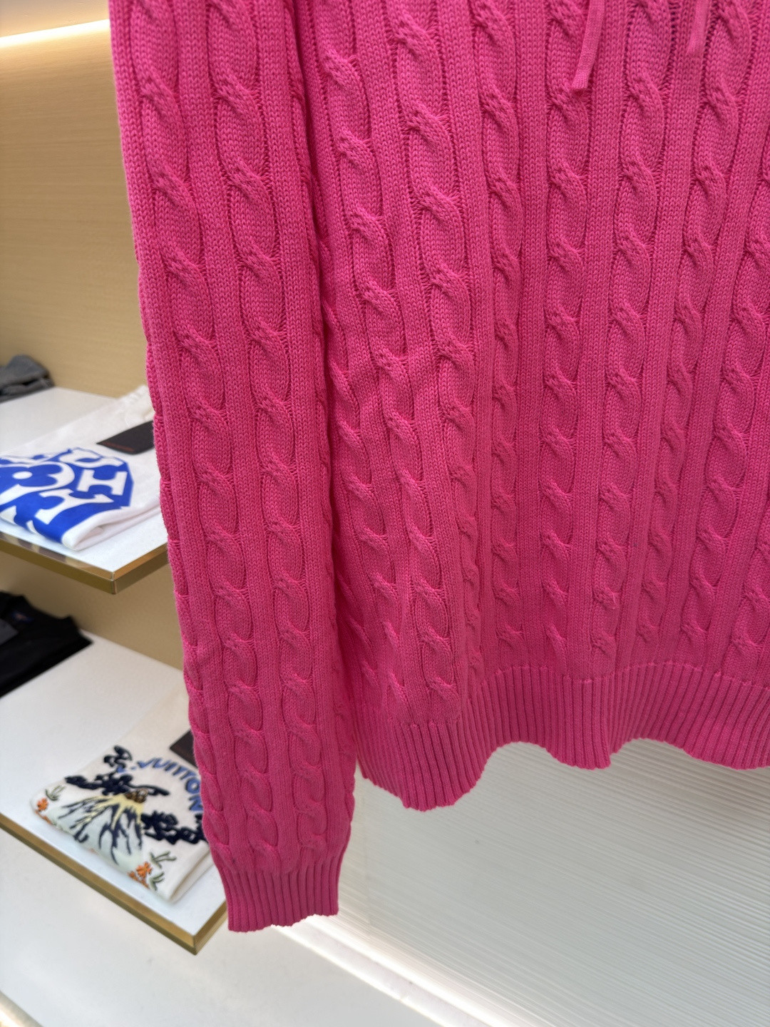 Ralph Lauren 拉夫劳伦 刺绣连帽绞花毛衣 针织衫 长袖 黑色 粉色 B0 211A90918-001