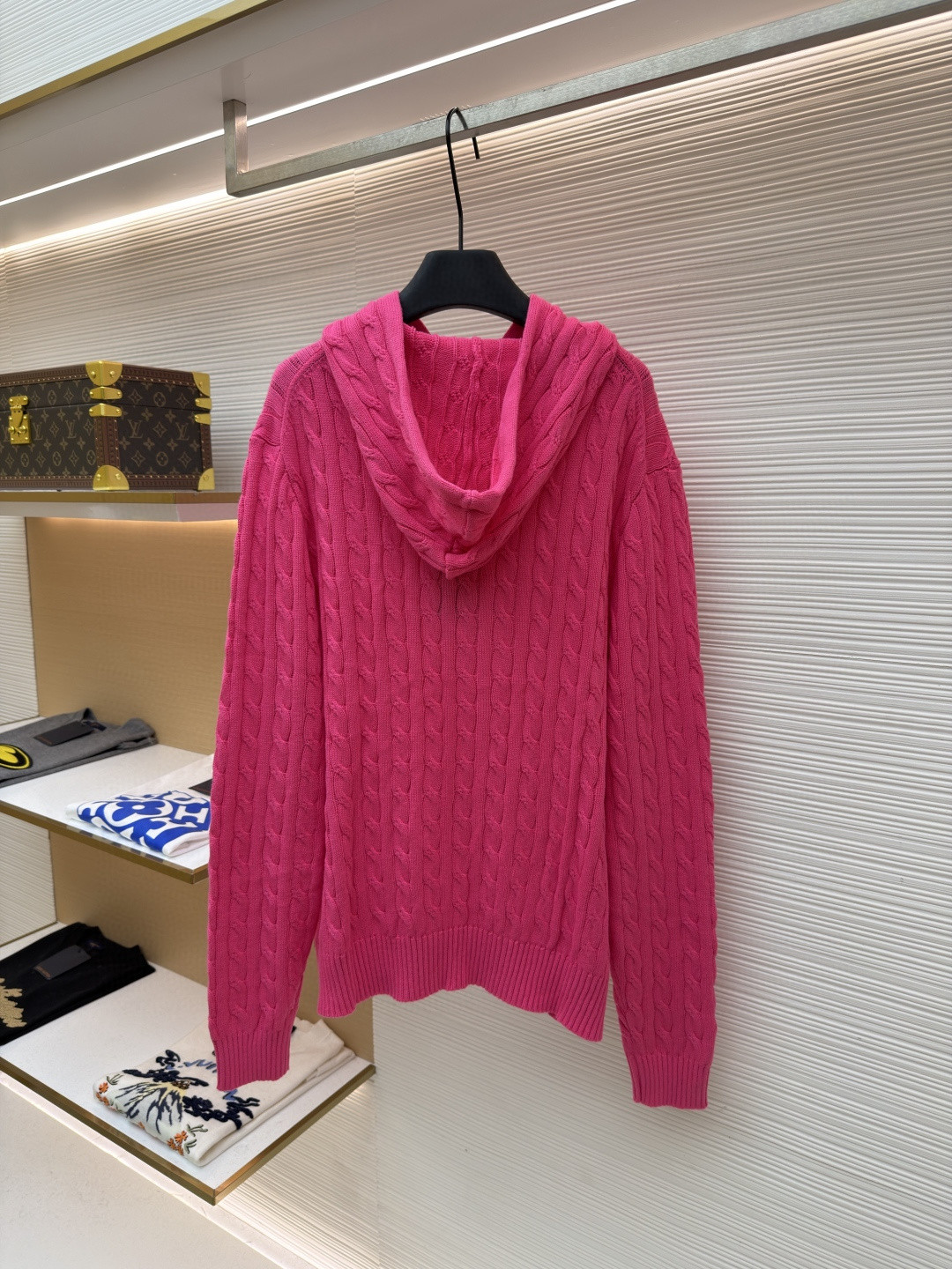 Ralph Lauren 拉夫劳伦 刺绣连帽绞花毛衣 针织衫 长袖 黑色 粉色 B0 211A90918-001