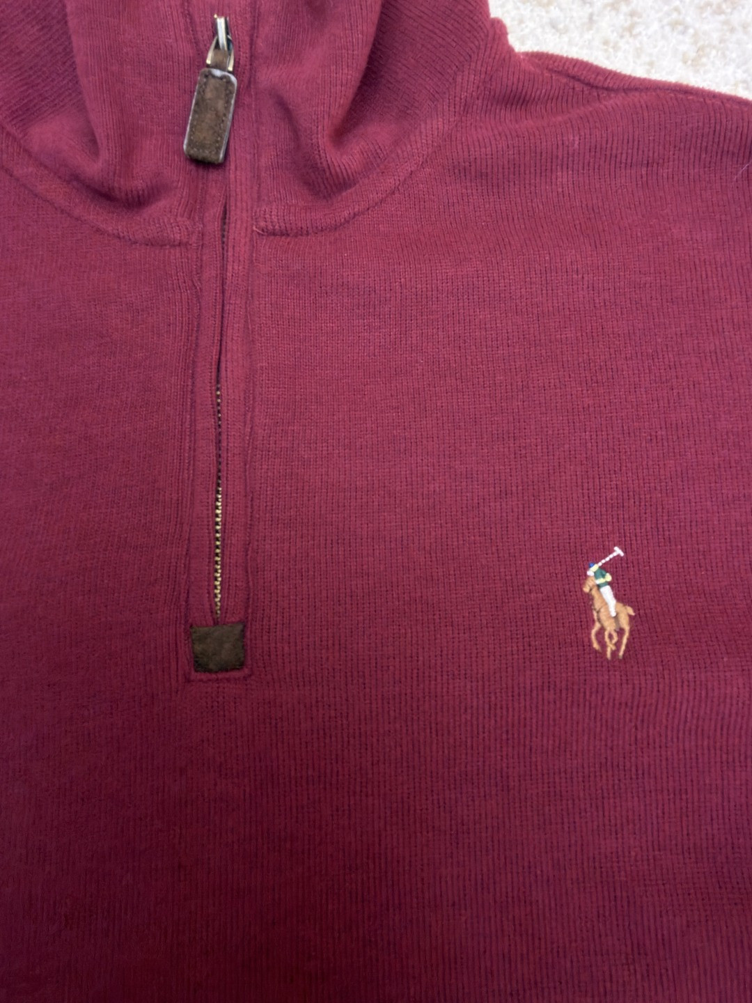 Ralph Lauren 拉夫劳伦 金色刺绣半拉链高领卫衣 外套 长袖 黑色 酒红色 B0 710981468-001