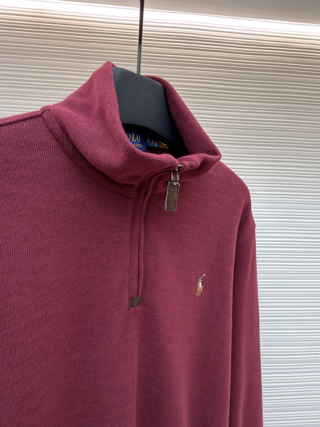 Ralph Lauren 拉夫劳伦 金色刺绣半拉链高领卫衣 外套 长袖 黑色 酒红色 B0 710981468-001