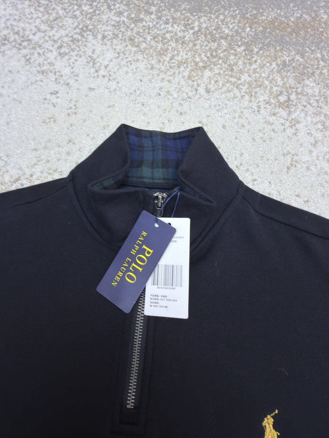 Ralph Lauren 拉夫劳伦 金色刺绣半拉链高领卫衣 外套 长袖 黑色 酒红色 B0 710981468-001