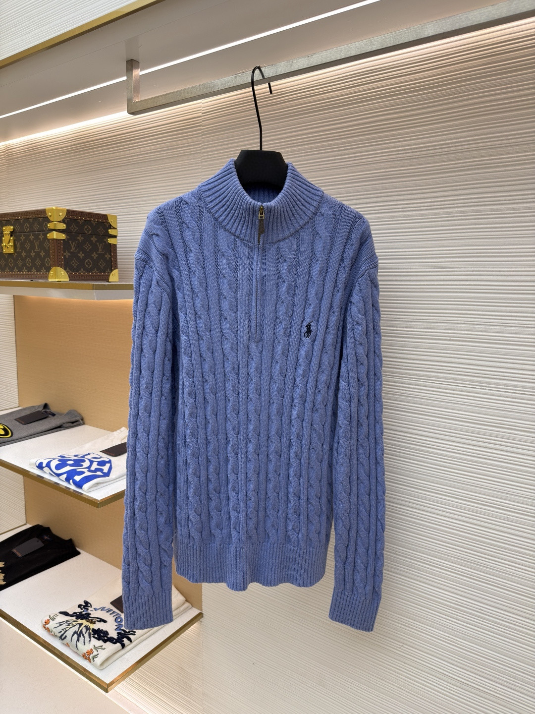 Ralph Lauren 拉夫劳伦 绞花编结拉链针织衫 毛衣 外套 长袖 灰色 藏蓝色 米白色 蓝色 B0 MNPOSWE16820447-020