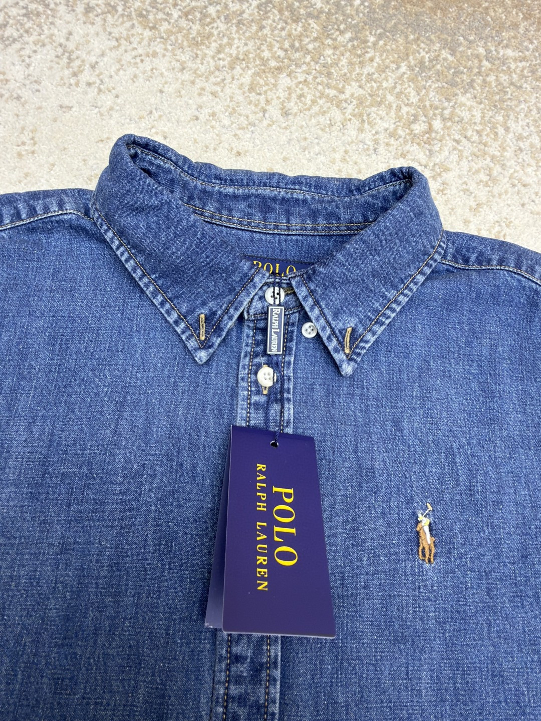 Ralph Lauren 拉夫劳伦 彩色刺绣牛仔衬衫 牛仔衣 外套 长袖 蓝色 B0 710548537-001