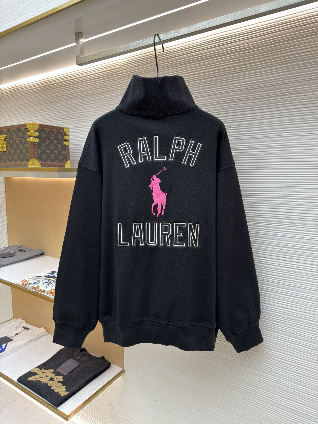 Ralph Lauren 拉夫劳伦 粉标半高领连帽卫衣 外套 长袖 黑色 B0 WMPOKNINFB20906