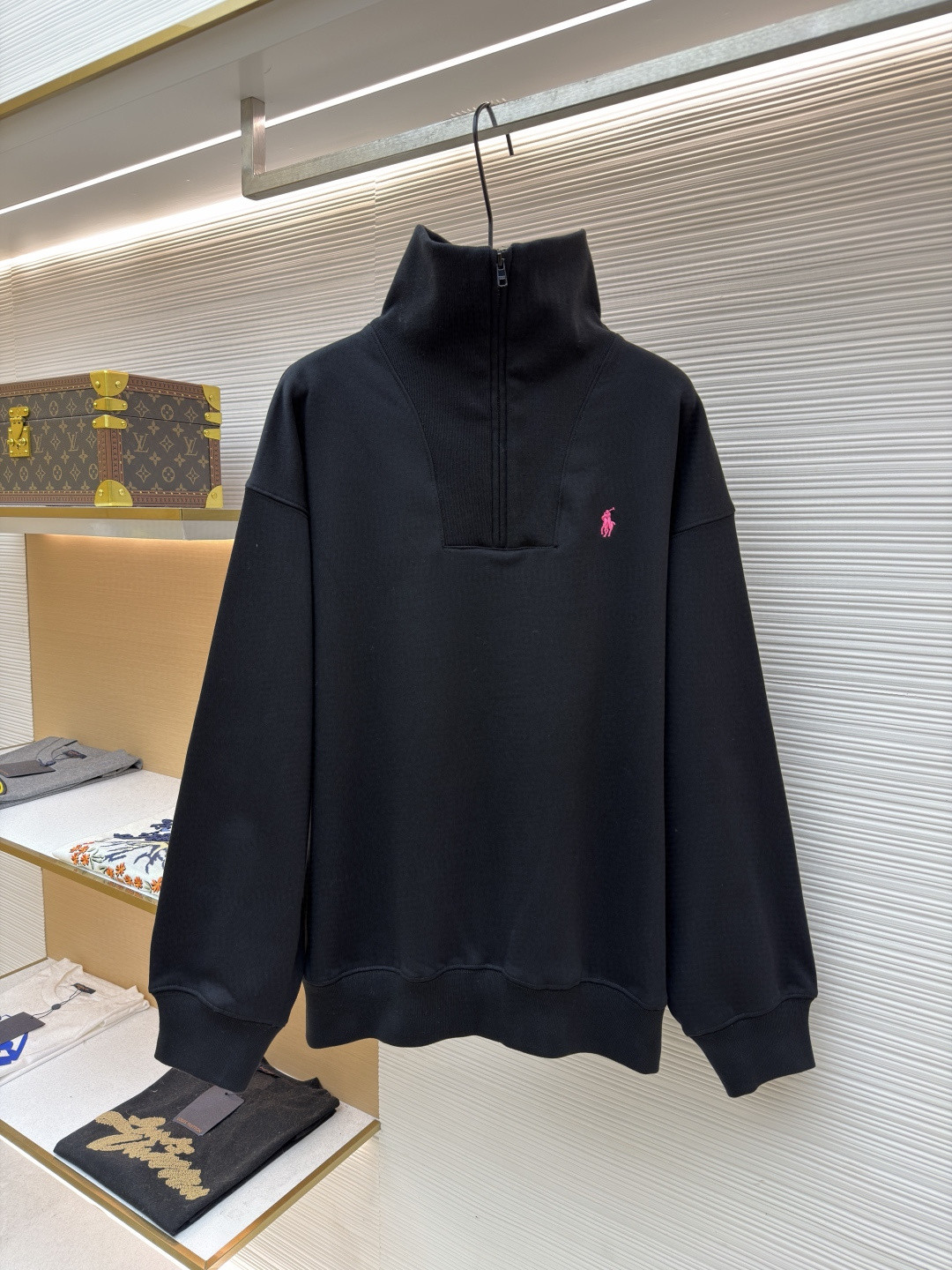 Ralph Lauren 拉夫劳伦 粉标半高领连帽卫衣 外套 长袖 黑色 B0 WMPOKNINFB20906