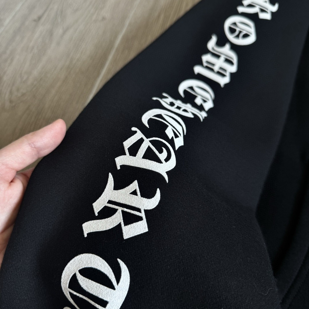 Chrome Hearts 克罗心 花臂后背马蹄内里抓绒连帽卫衣 套头 外套 黑色 A5 