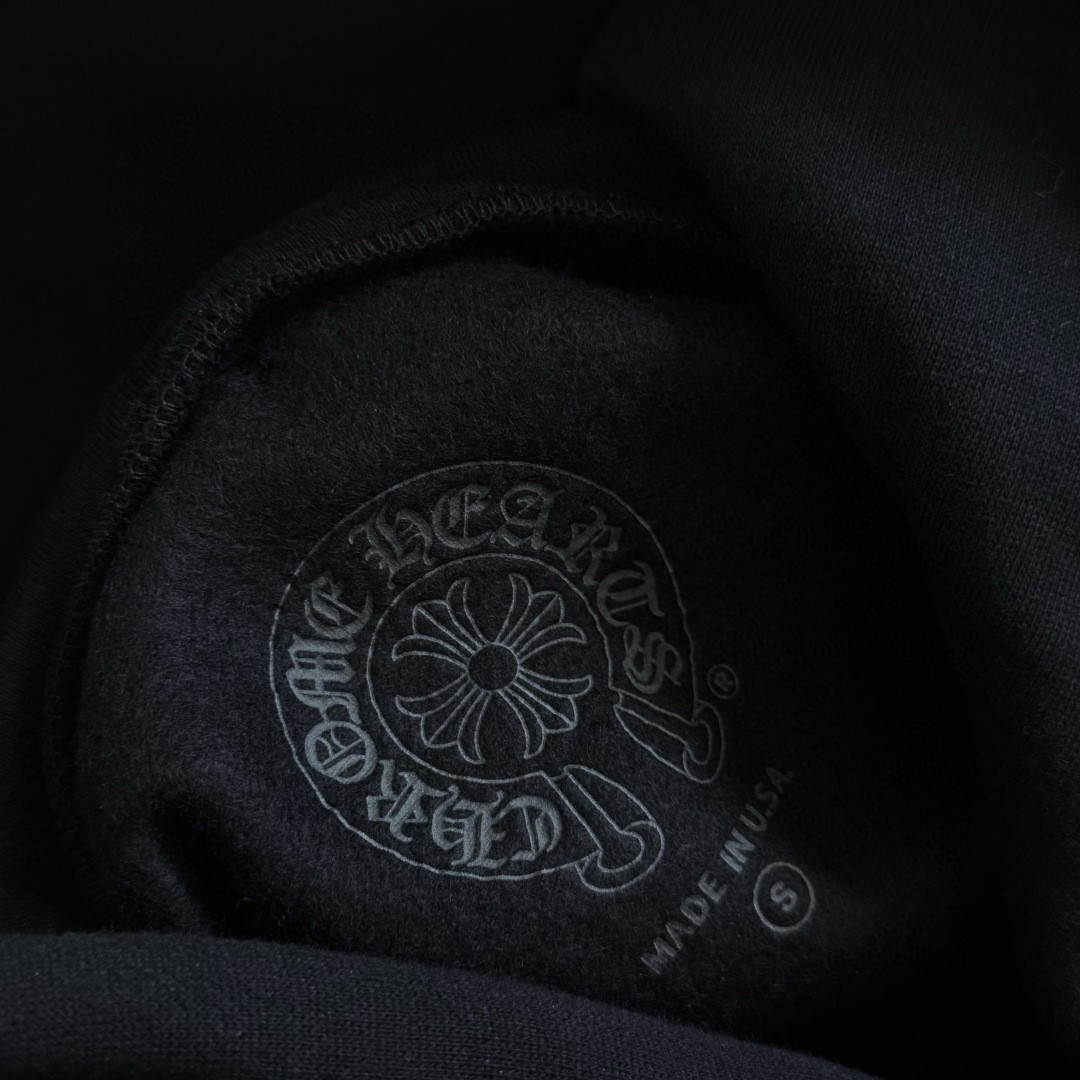 Chrome Hearts 克罗心 花臂后背马蹄内里抓绒连帽卫衣 套头 外套 黑色 A5 
