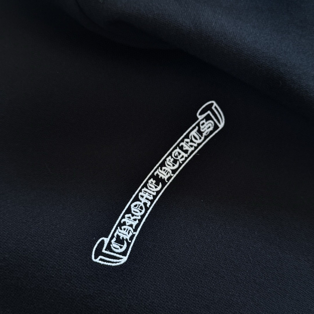 Chrome Hearts 克罗心 花臂后背马蹄内里抓绒连帽卫衣 套头 外套 黑色 A5 