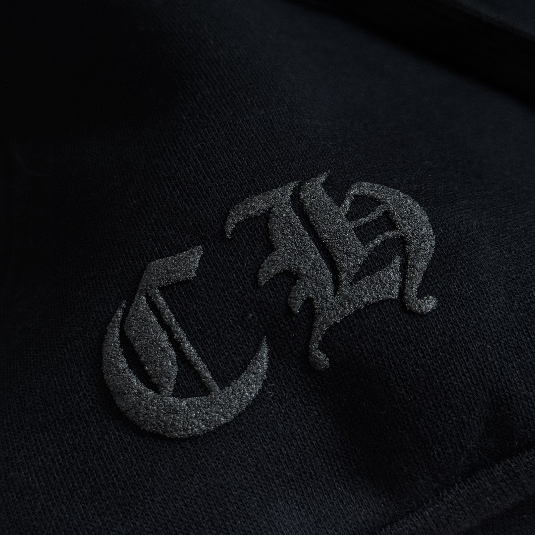 Chrome Hearts 克罗心 花臂后背马蹄内里抓绒连帽卫衣 套头 外套 黑色 A5 