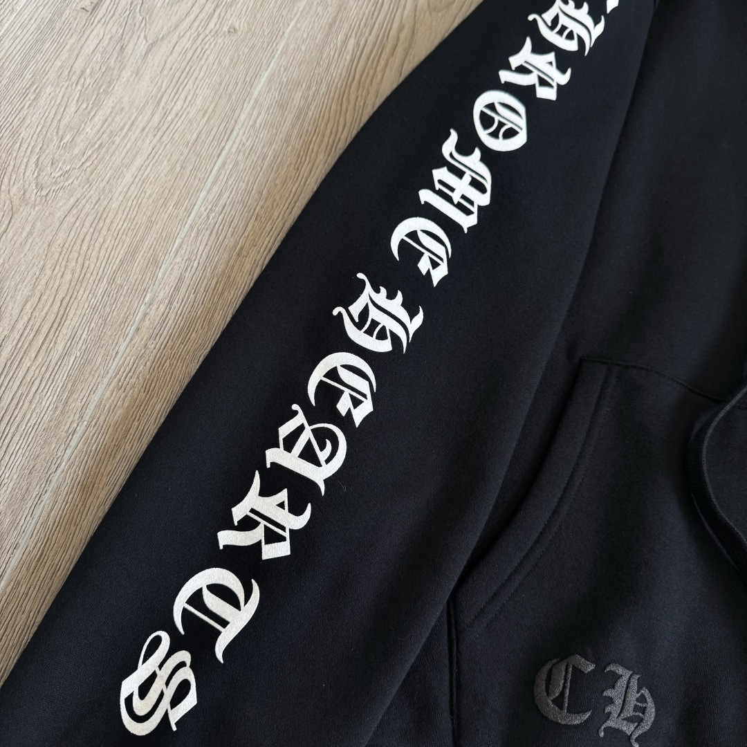 Chrome Hearts 克罗心 花臂后背马蹄内里抓绒连帽卫衣 套头 外套 黑色 A5 