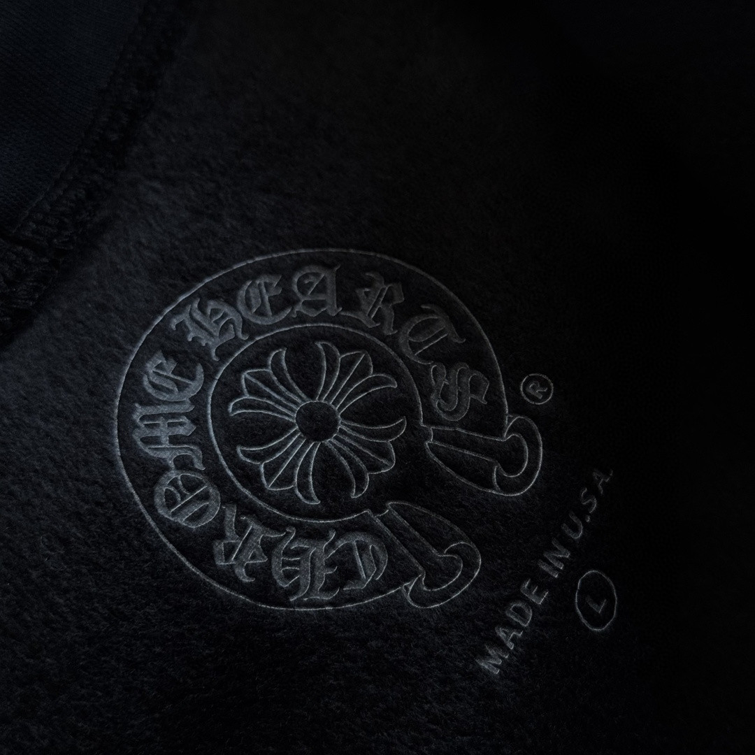 925纯银 Chrome Hearts 克罗心 梵文字母logo内里薄绒拉链卫衣 外套 长袖 黑色 A5