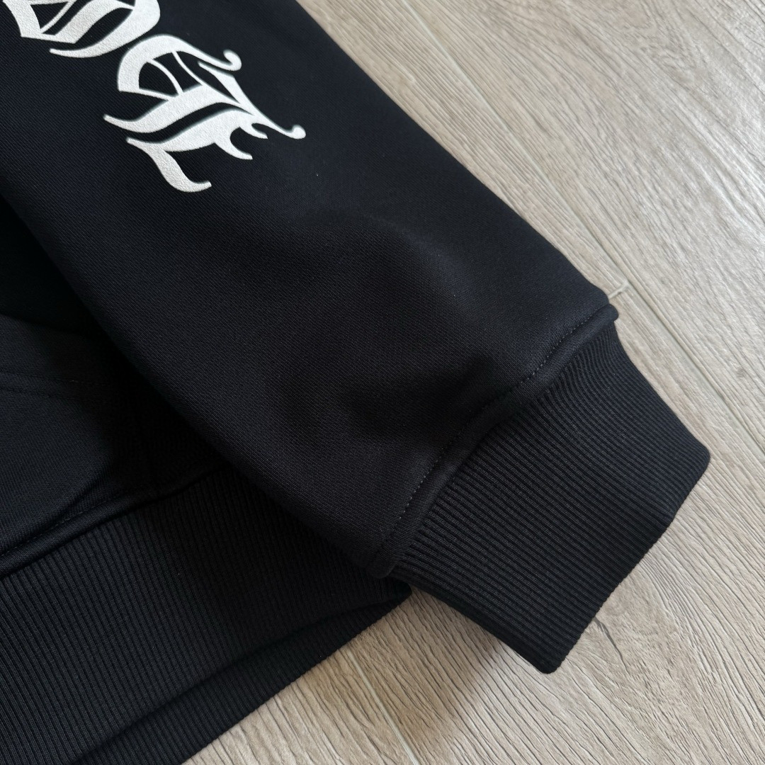 925纯银 Chrome Hearts 克罗心 梵文字母logo内里薄绒拉链卫衣 外套 长袖 黑色 A5