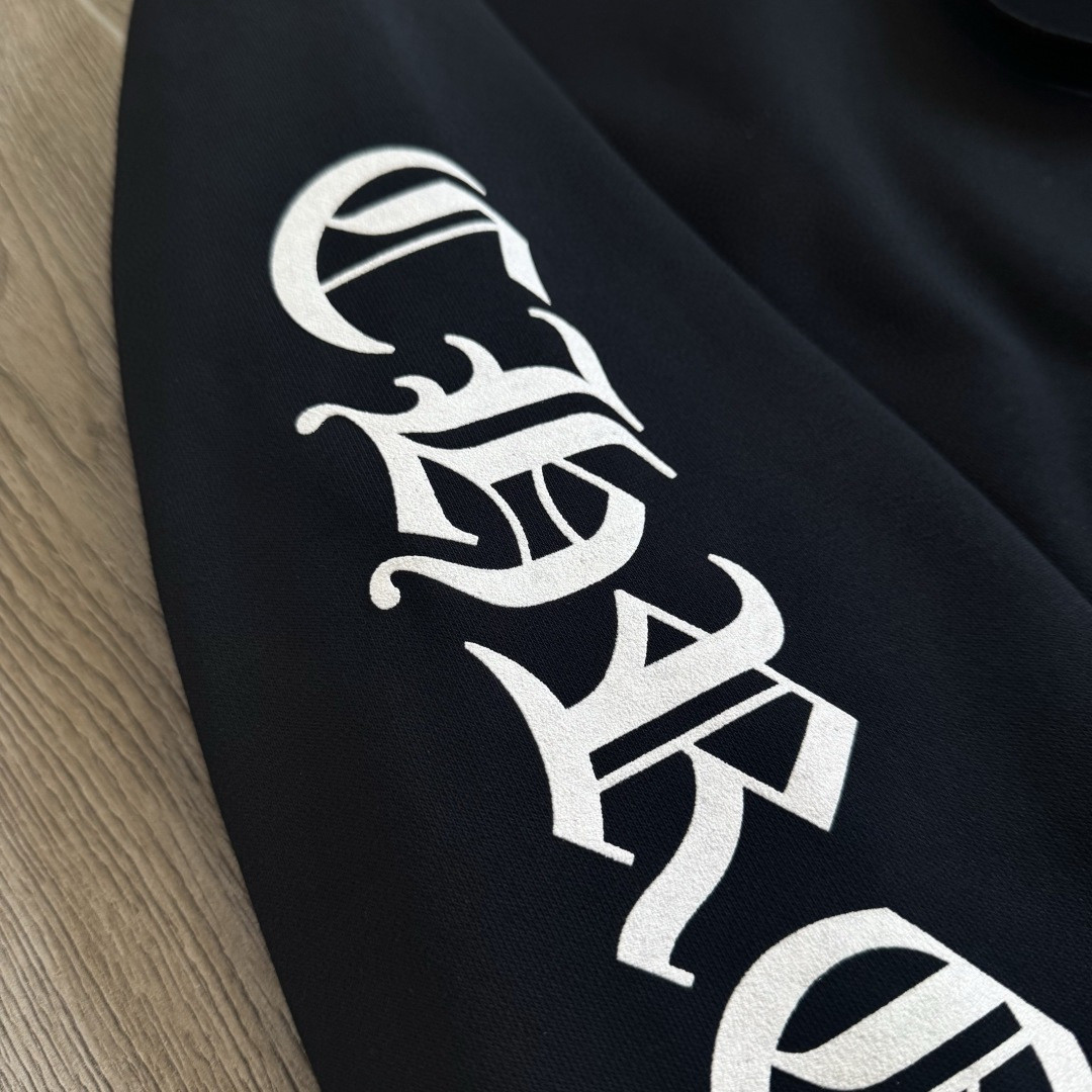 925纯银 Chrome Hearts 克罗心 梵文字母logo内里薄绒拉链卫衣 外套 长袖 黑色 A5