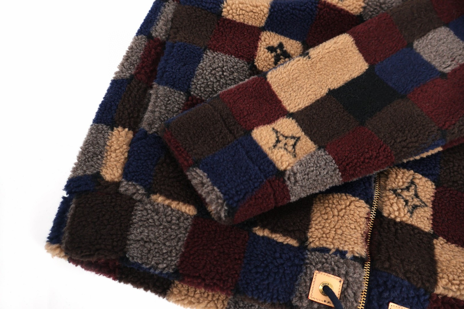 LOUIS VUITTON 路易威登 拼色棋盘格羊羔毛 夹克 外套 长袖 B5 1AJCAT