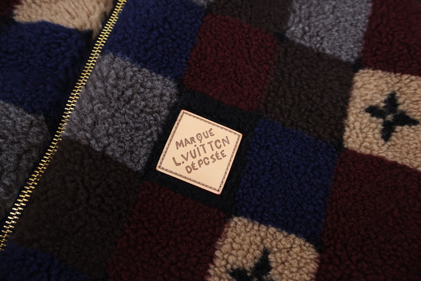 LOUIS VUITTON 路易威登 拼色棋盘格羊羔毛 夹克 外套 长袖 B5 1AJCAT