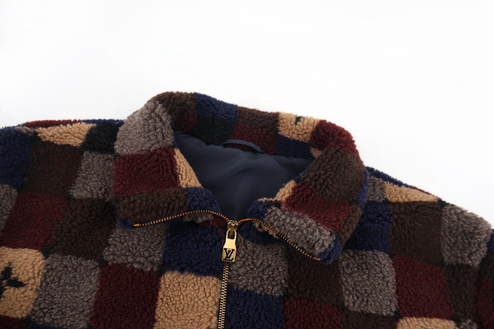 LOUIS VUITTON 路易威登 拼色棋盘格羊羔毛 夹克 外套 长袖 B5 1AJCAT