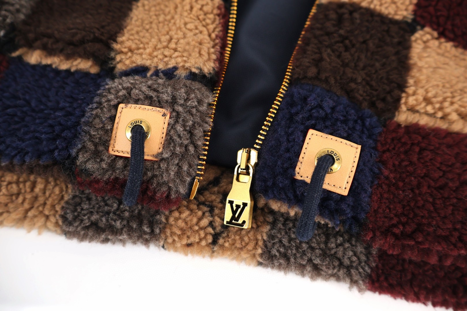 LOUIS VUITTON 路易威登 拼色棋盘格羊羔毛 夹克 外套 长袖 B5 1AJCAT
