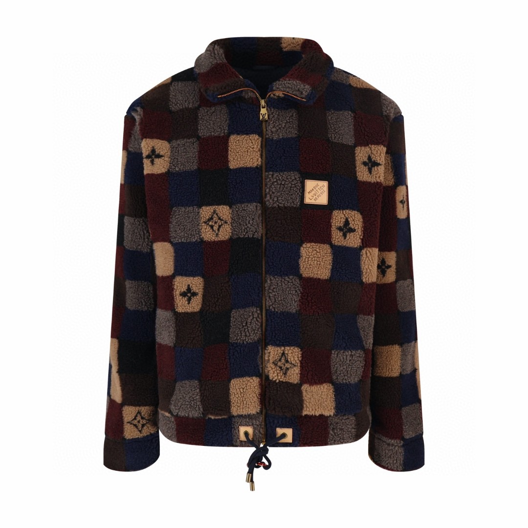 LOUIS VUITTON 路易威登 拼色棋盘格羊羔毛 夹克 外套 长袖 B5 1AJCAT