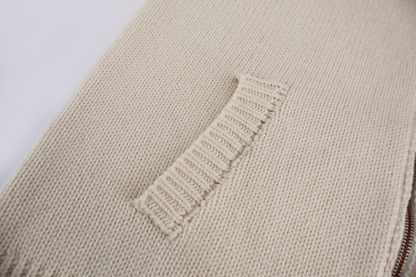 LOUIS VUITTON 路易威登 格纹领拉链针织衫 毛衣 夹克 外套 长袖 米色 B5 1AJUVP