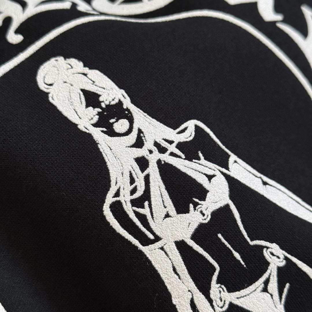 Chrome Hearts 克罗心 Deadly Doll 联名款 马蹄 美少女内里抓绒连帽卫衣 套头 外套 黑色 A5 CH-4355173