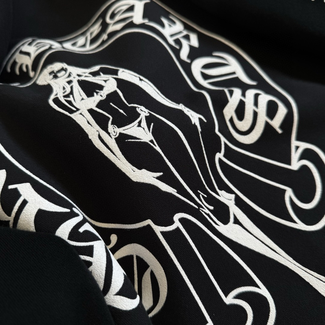 Chrome Hearts 克罗心 Deadly Doll 联名款 马蹄 美少女内里抓绒连帽卫衣 套头 外套 黑色 A5 CH-4355173