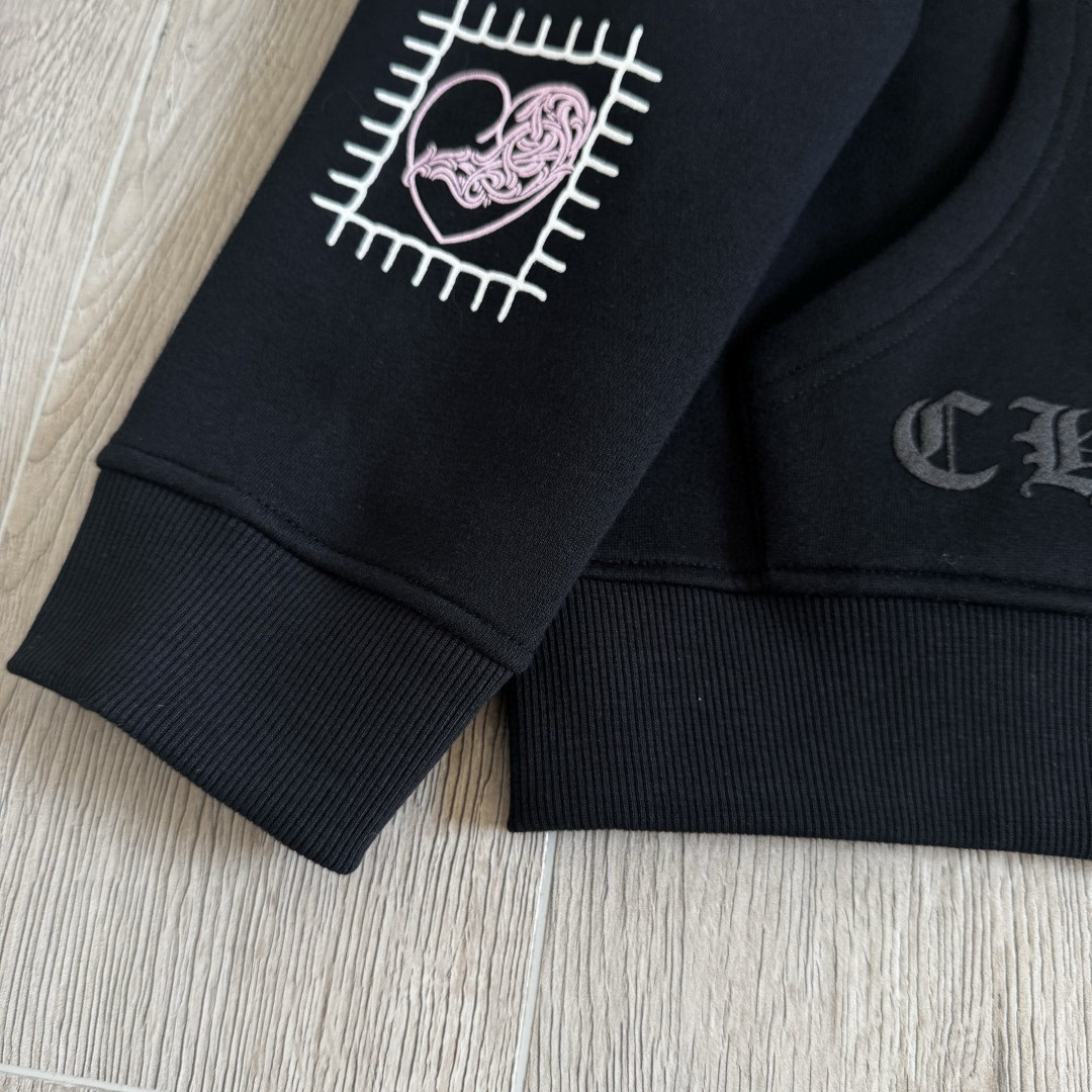 Chrome Hearts 克罗心 Deadly Doll 联名款 马蹄 美少女内里抓绒连帽卫衣 套头 外套 黑色 A5 CH-4355173
