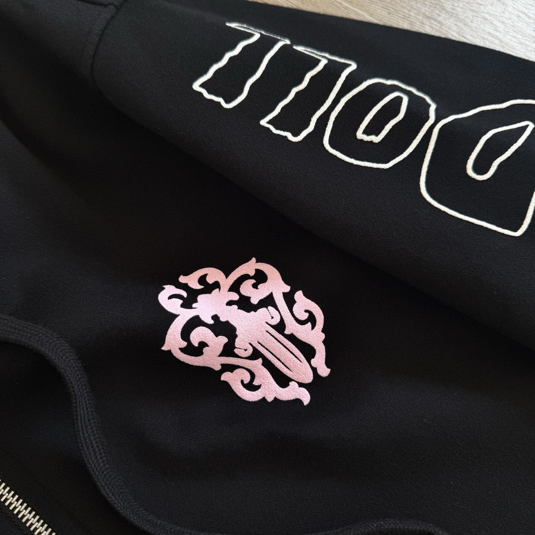 Chrome Hearts 克罗心 Deadly Doll 联名款 马蹄 美少女内里抓绒连帽卫衣 套头 外套 黑色 A5 CH-4355173