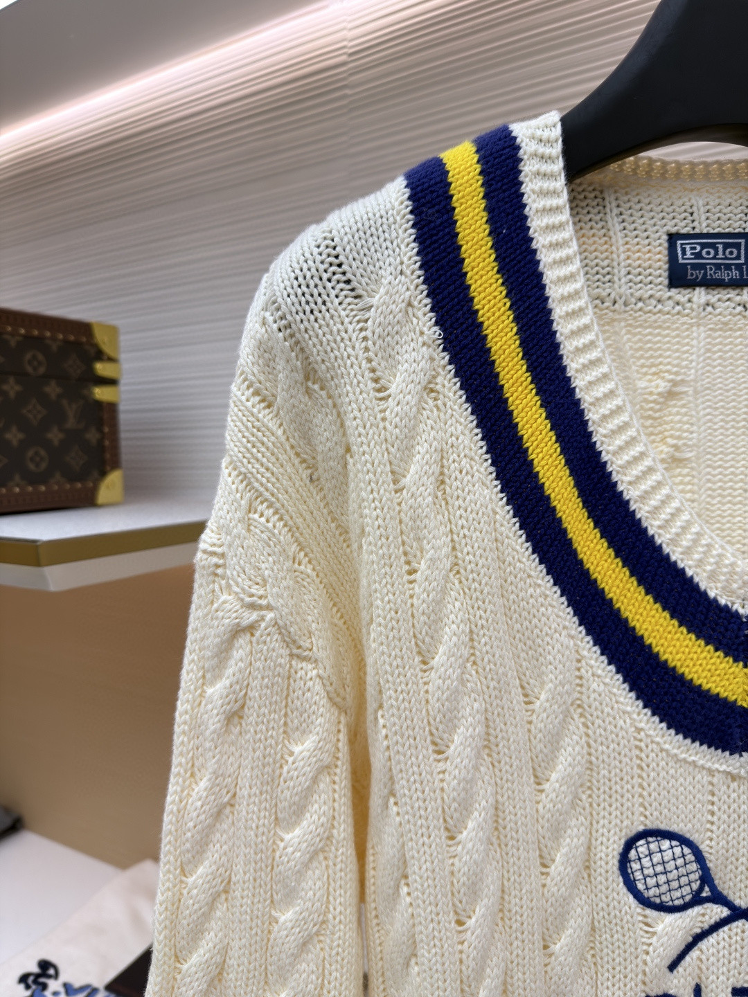 Ralph Lauren 拉夫劳伦 网球绞花编结毛衣 针织衫 长袖 米色 B0 100049775