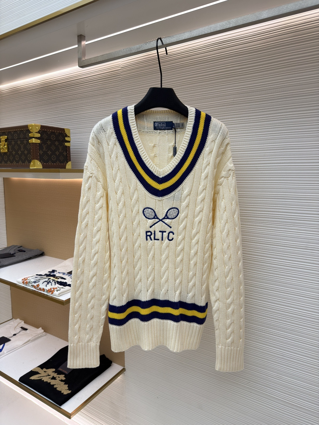 Ralph Lauren 拉夫劳伦 网球绞花编结毛衣 针织衫 长袖 米色 B0 100049775