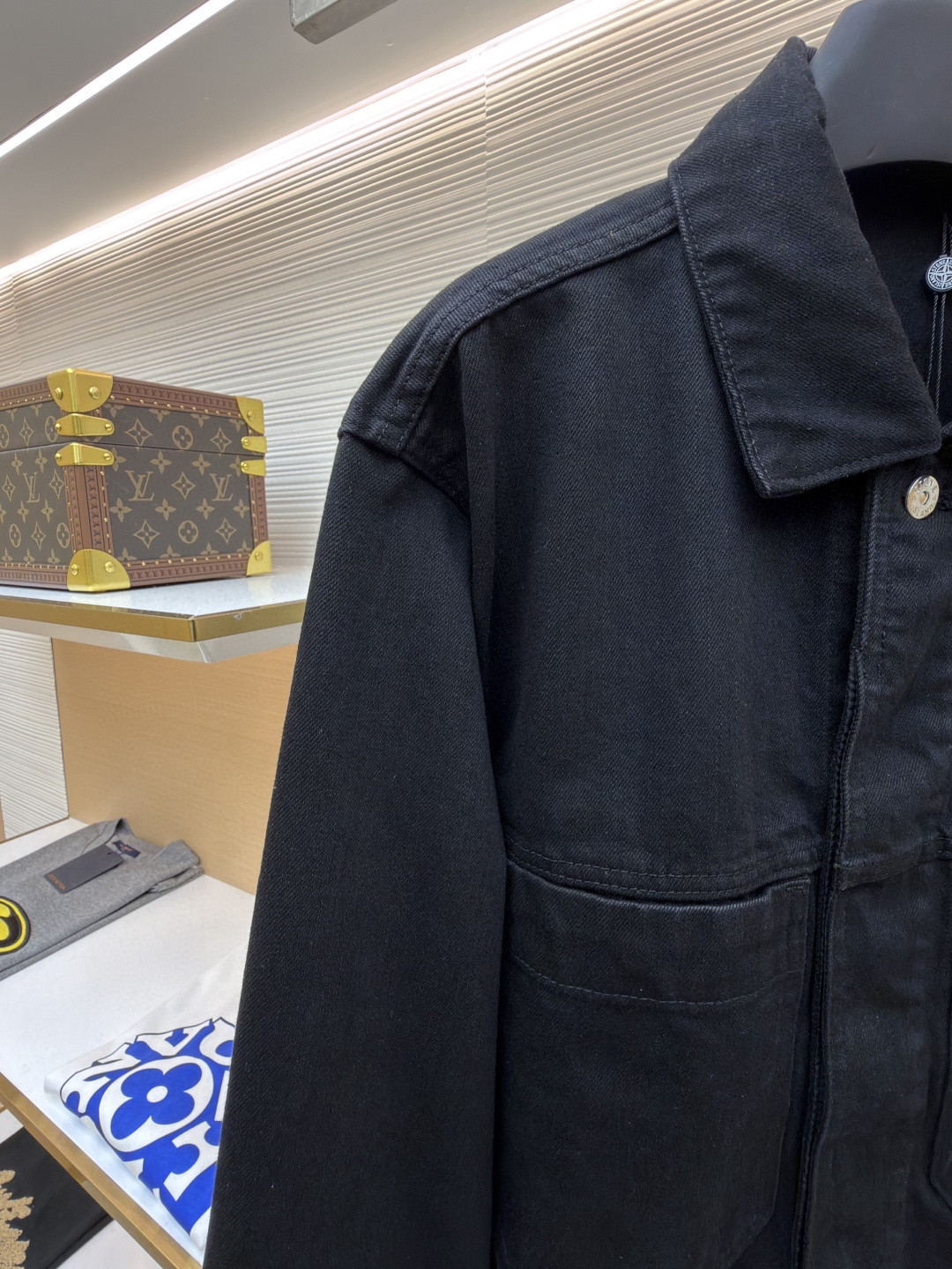 STONE ISLAND 石头岛 徽章牛仔外套 夹克 牛仔衣 长袖 黑色 B5 K2S15Q100027S00J5V0029