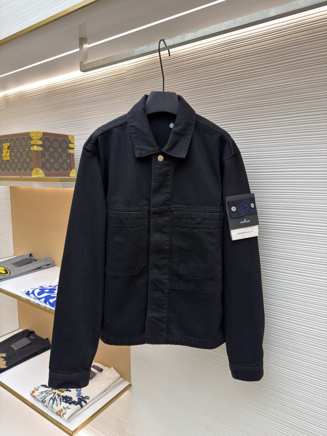 STONE ISLAND 石头岛 徽章牛仔外套 夹克 牛仔衣 长袖 黑色 B5 K2S15Q100027S00J5V0029