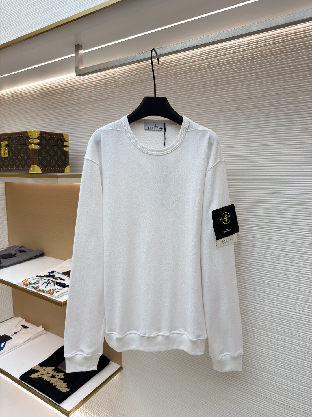 STONE ISLAND 石头岛 袖口徽标圆领卫衣 长袖 白色 A7 811562420-V0001