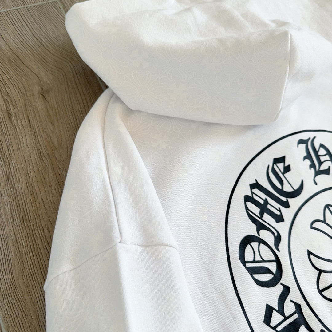Chrome Hearts 克罗心 马蹄花臂暗纹满印连帽卫衣 套头 外套 白色 A5 