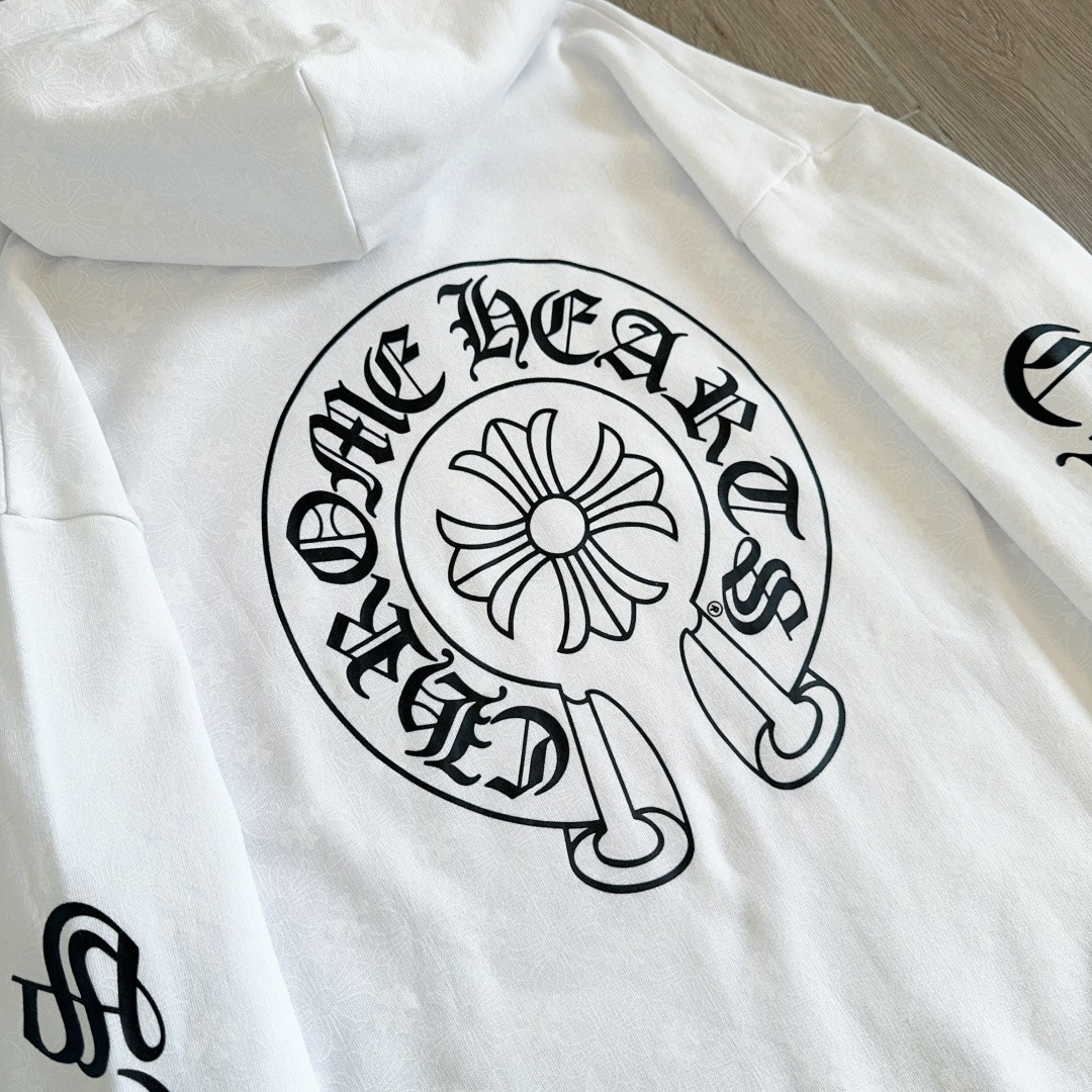 Chrome Hearts 克罗心 马蹄花臂暗纹满印连帽卫衣 套头 外套 白色 A5 
