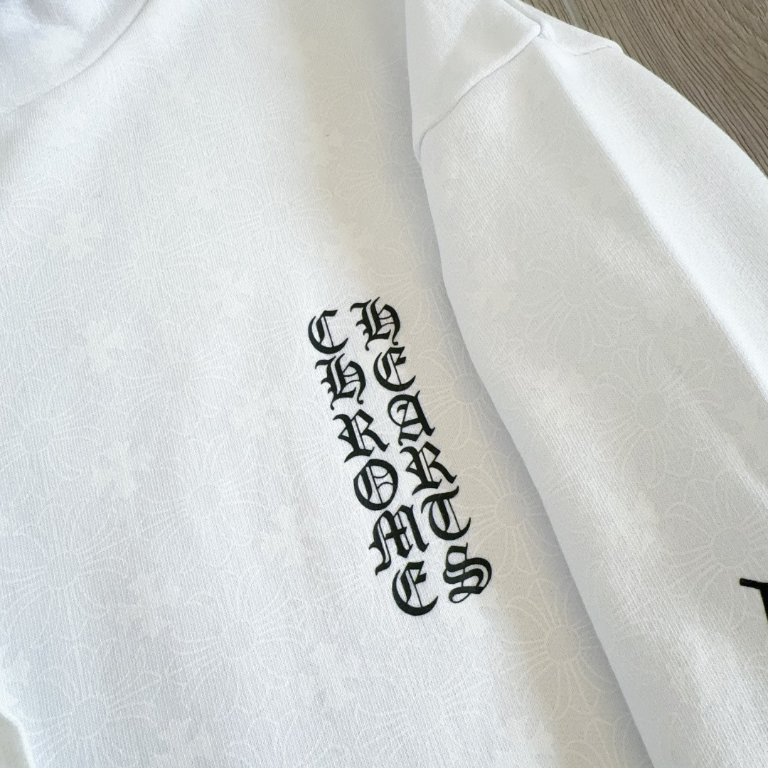 Chrome Hearts 克罗心 马蹄花臂暗纹满印连帽卫衣 套头 外套 白色 A5 