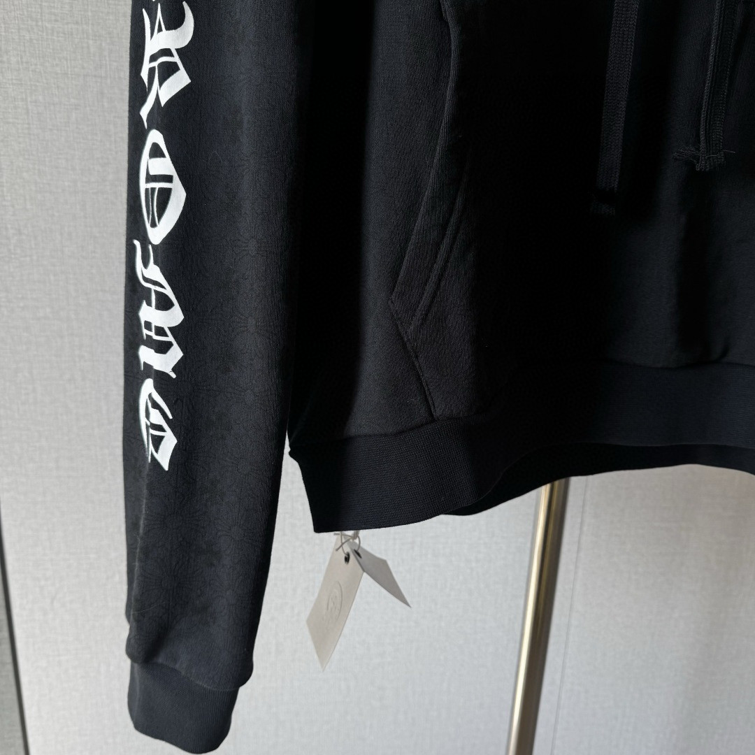 Chrome Hearts 克罗心 马蹄花臂暗纹满印连帽卫衣 套头 外套 黑色 A5 