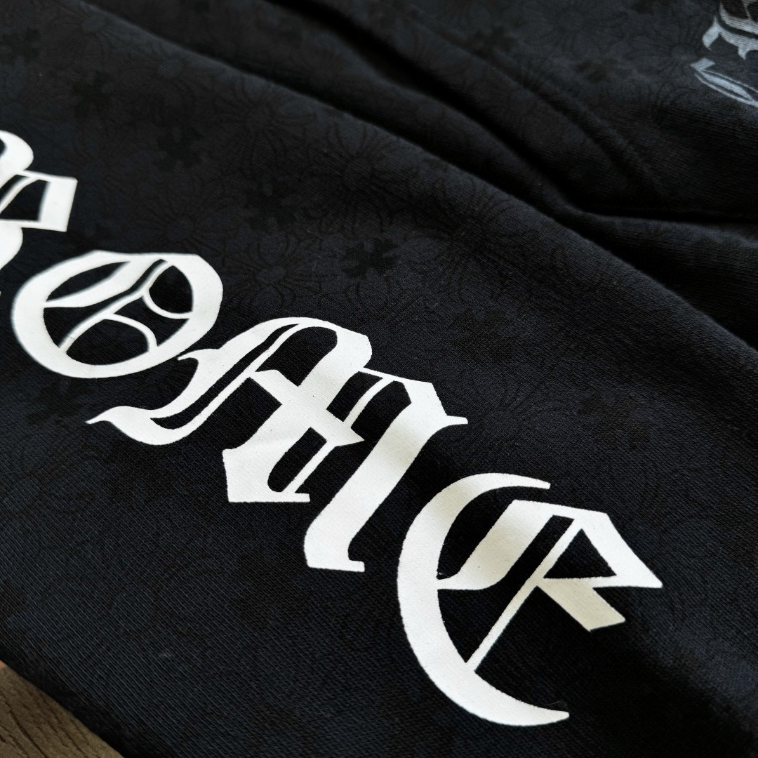 Chrome Hearts 克罗心 马蹄花臂暗纹满印连帽卫衣 套头 外套 黑色 A5 