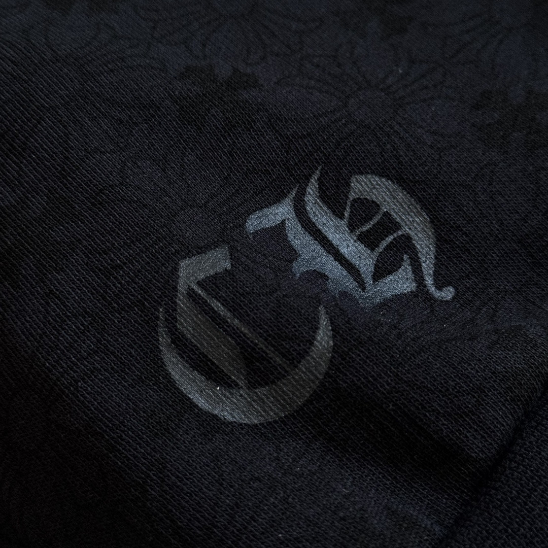 Chrome Hearts 克罗心 马蹄花臂暗纹满印连帽卫衣 套头 外套 黑色 A5 