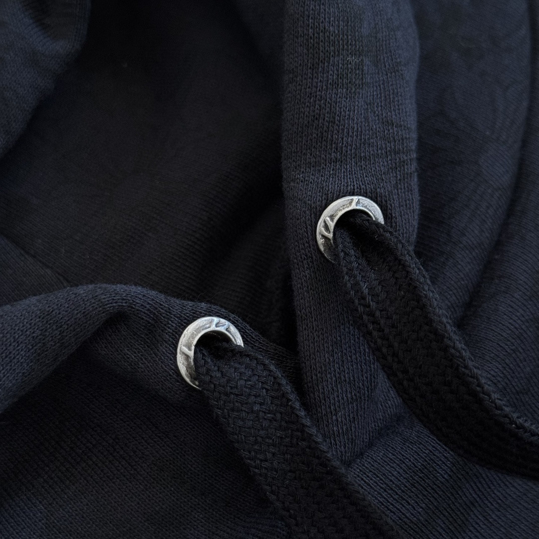 Chrome Hearts 克罗心 马蹄花臂暗纹满印连帽卫衣 套头 外套 黑色 A5 