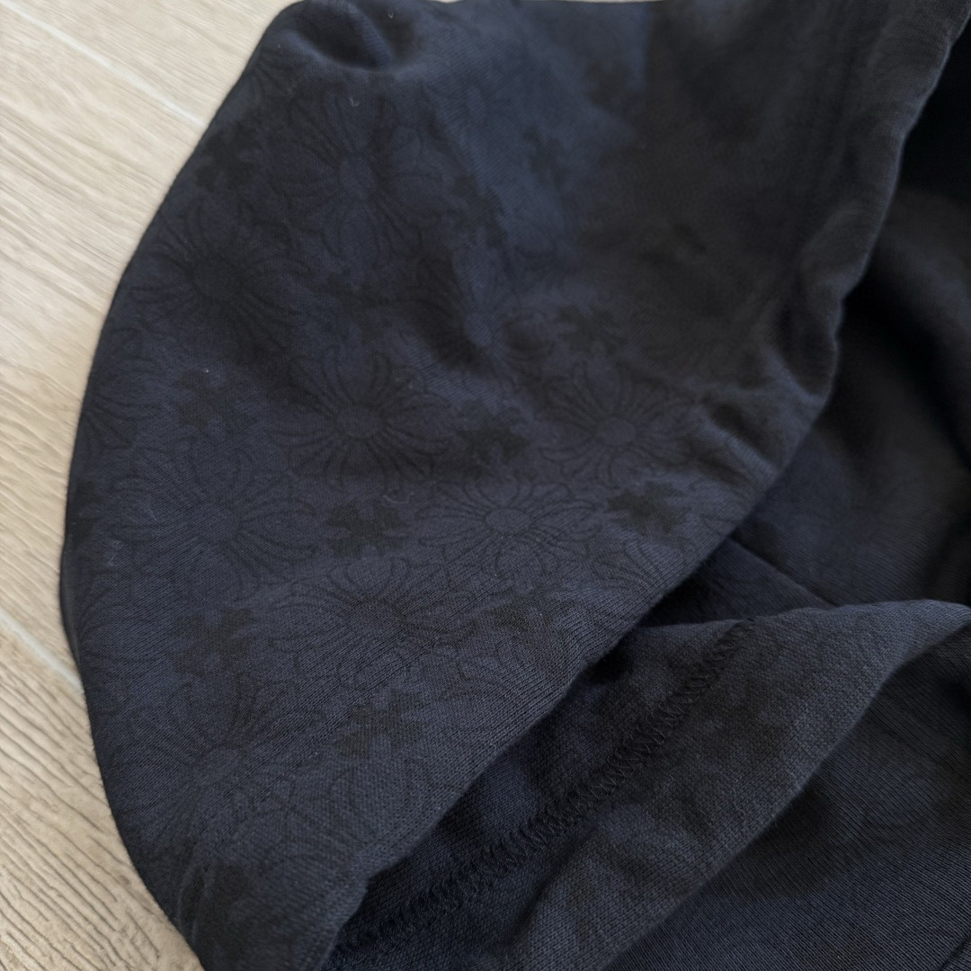 Chrome Hearts 克罗心 马蹄花臂暗纹满印连帽卫衣 套头 外套 黑色 A5 