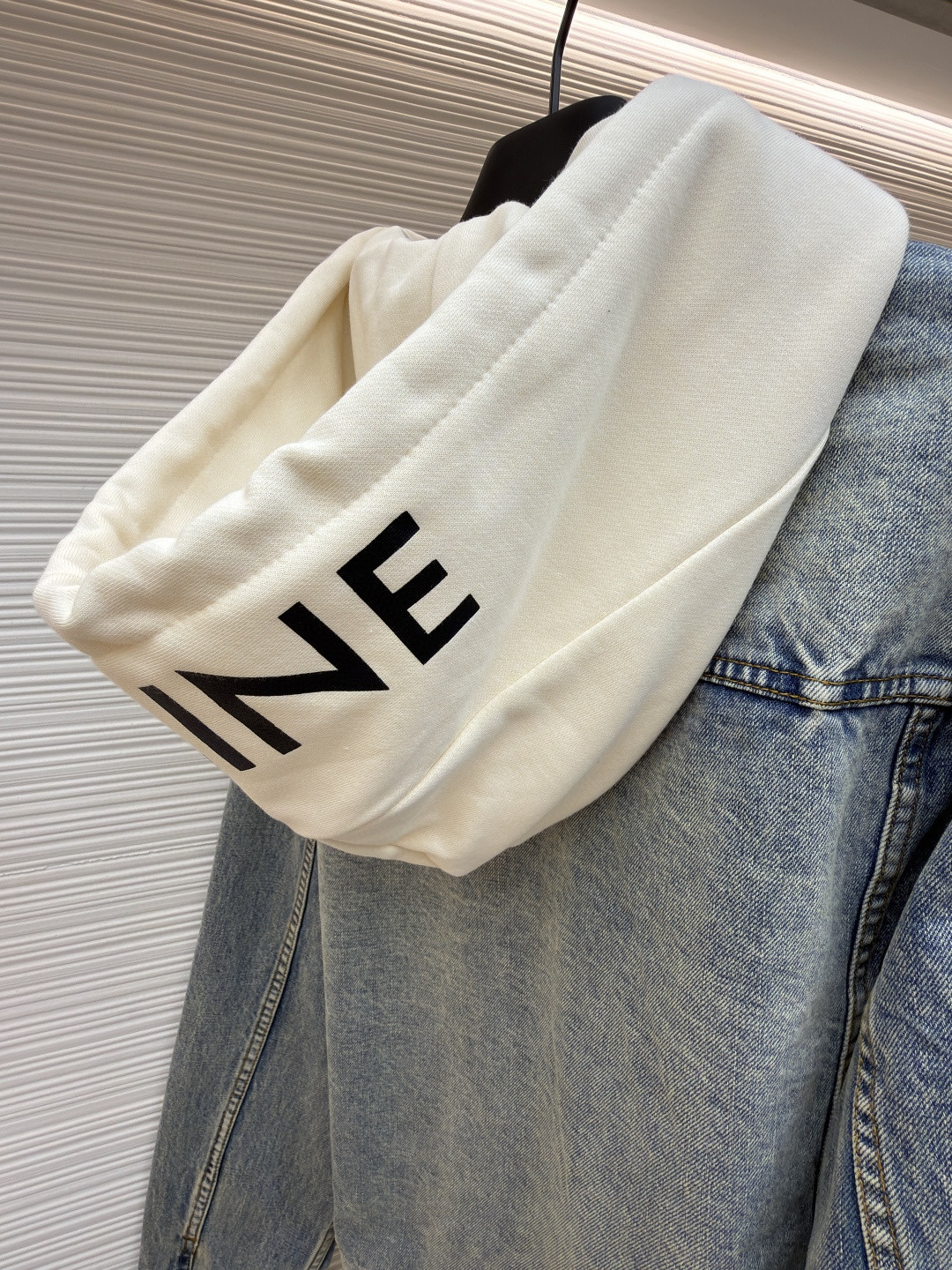 CELINE 赛琳 连帽牛仔外套 牛仔衣 夹克 长袖 黑灰色 黑色 蓝色 B5 2Q472947F-38CH