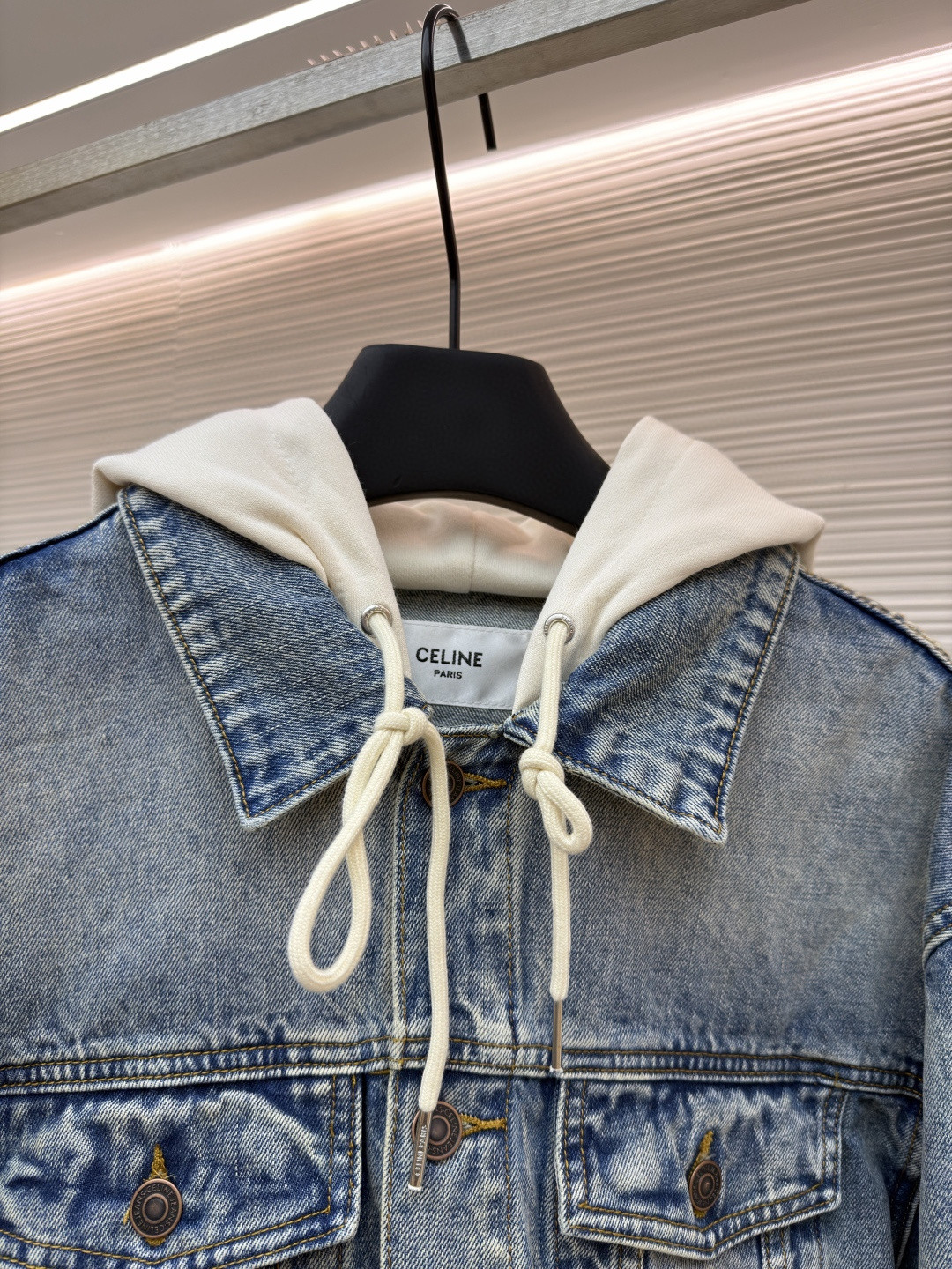 CELINE 赛琳 连帽牛仔外套 牛仔衣 夹克 长袖 黑灰色 黑色 蓝色 B5 2Q472947F-38CH