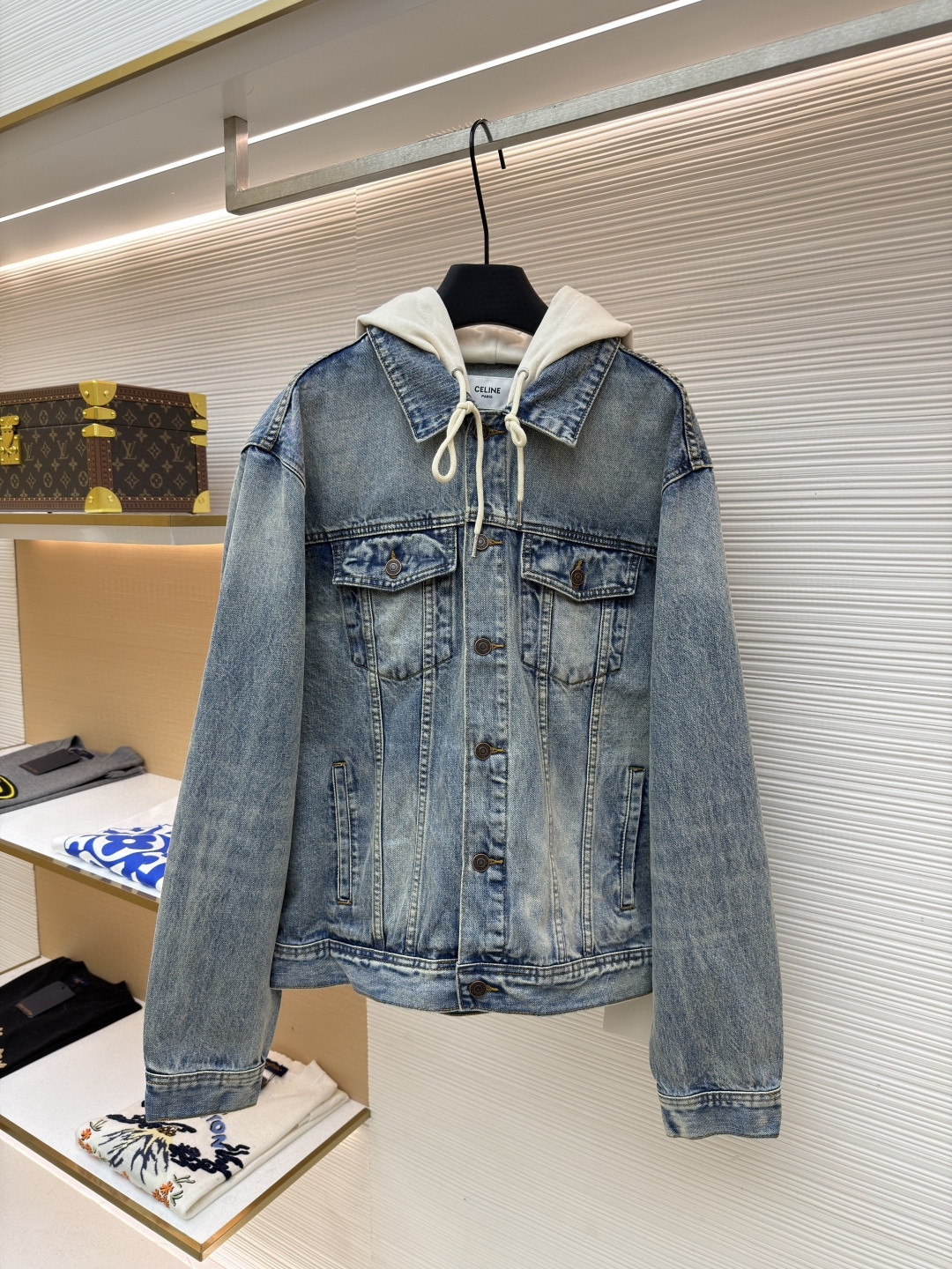 CELINE 赛琳 连帽牛仔外套 牛仔衣 夹克 长袖 黑灰色 黑色 蓝色 B5 2Q472947F-38CH