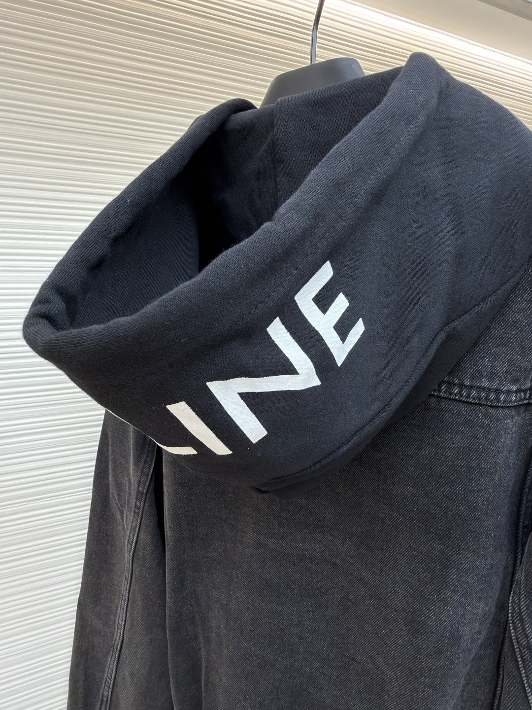 CELINE 赛琳 连帽牛仔外套 牛仔衣 夹克 长袖 黑灰色 黑色 蓝色 B5 2Q472947F-38CH