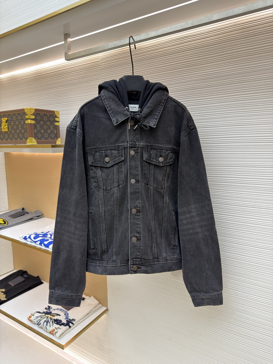 CELINE 赛琳 连帽牛仔外套 牛仔衣 夹克 长袖 黑灰色 黑色 蓝色 B5 2Q472947F-38CH