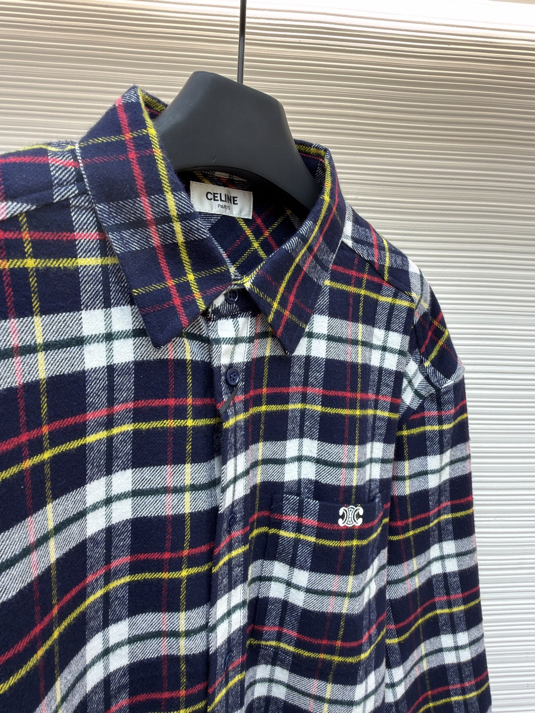 CELINE 赛琳 羊毛标识格子衬衫 外套 长袖 B0 RC07H0H06-07RU