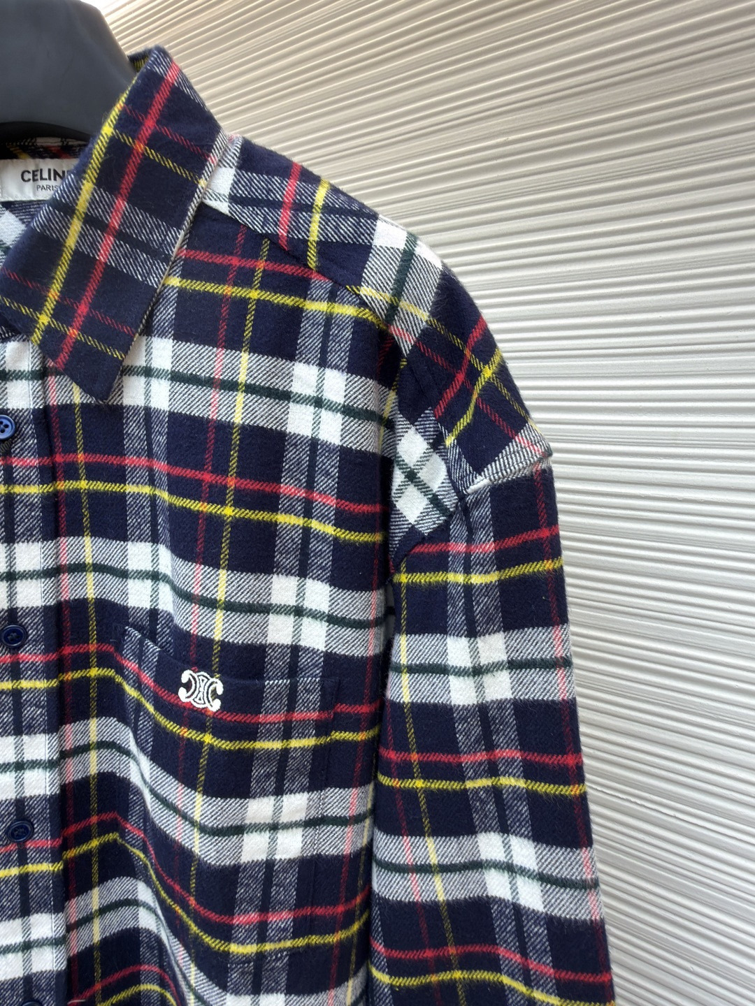 CELINE 赛琳 羊毛标识格子衬衫 外套 长袖 B0 RC07H0H06-07RU